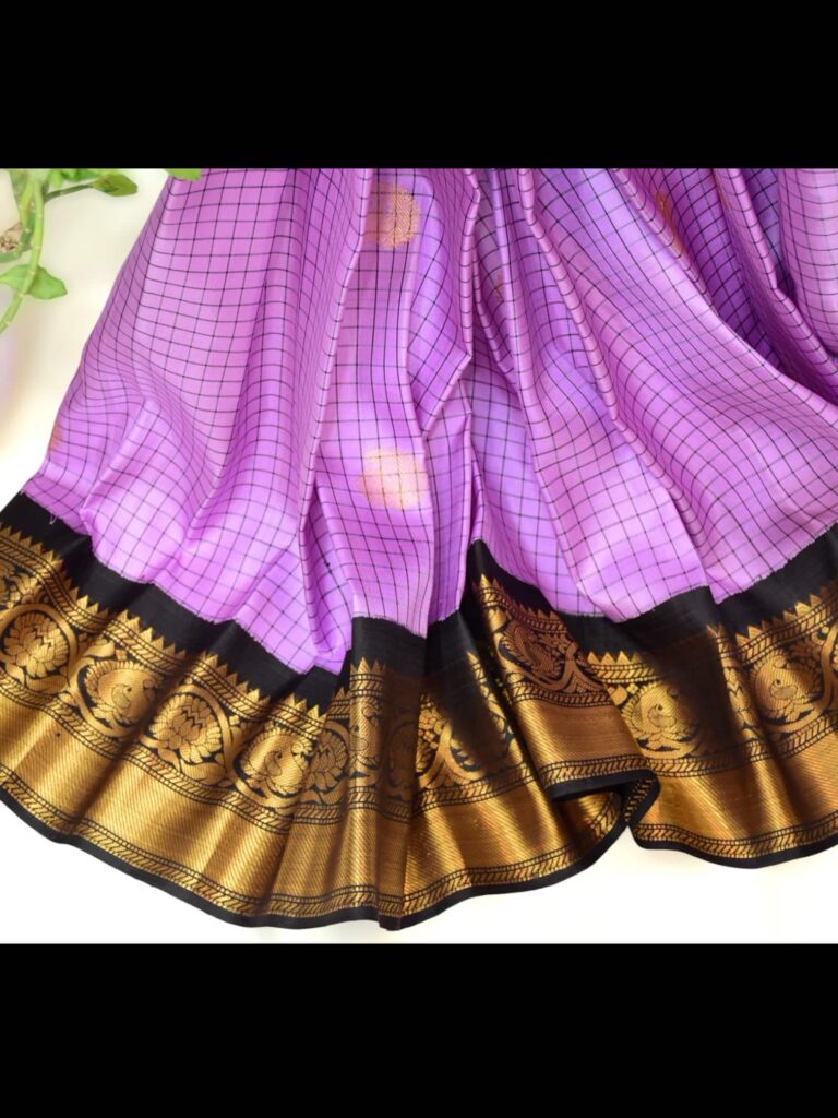 Lavender Silk Gadwal Saree - view 2