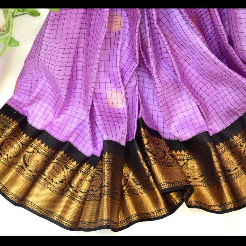 Lavender Silk Gadwal Saree - view 2