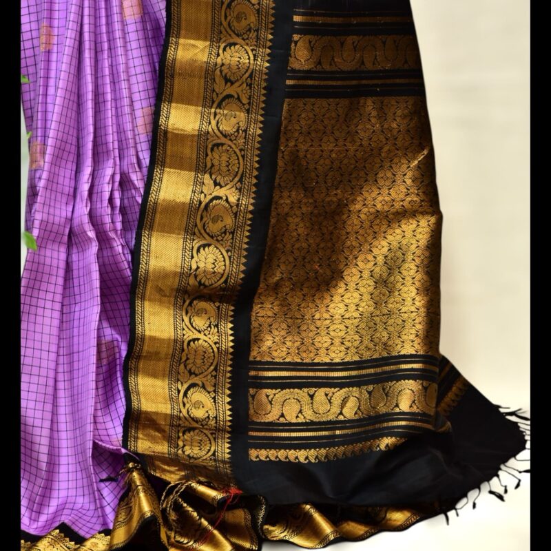 Lavender Silk Gadwal Saree - view 6