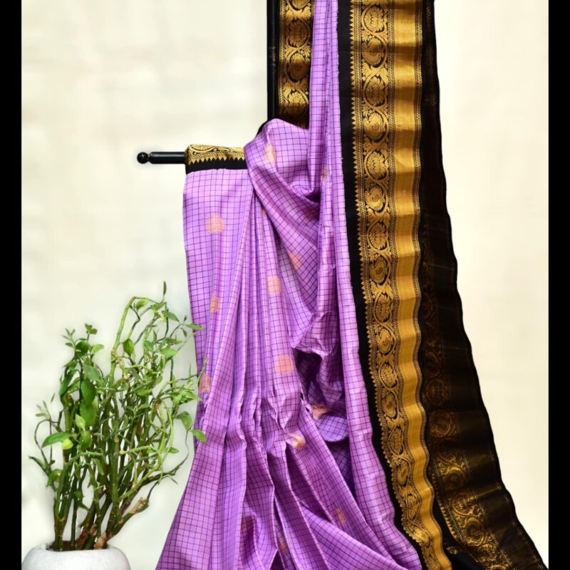 Lavender Silk Gadwal Saree
