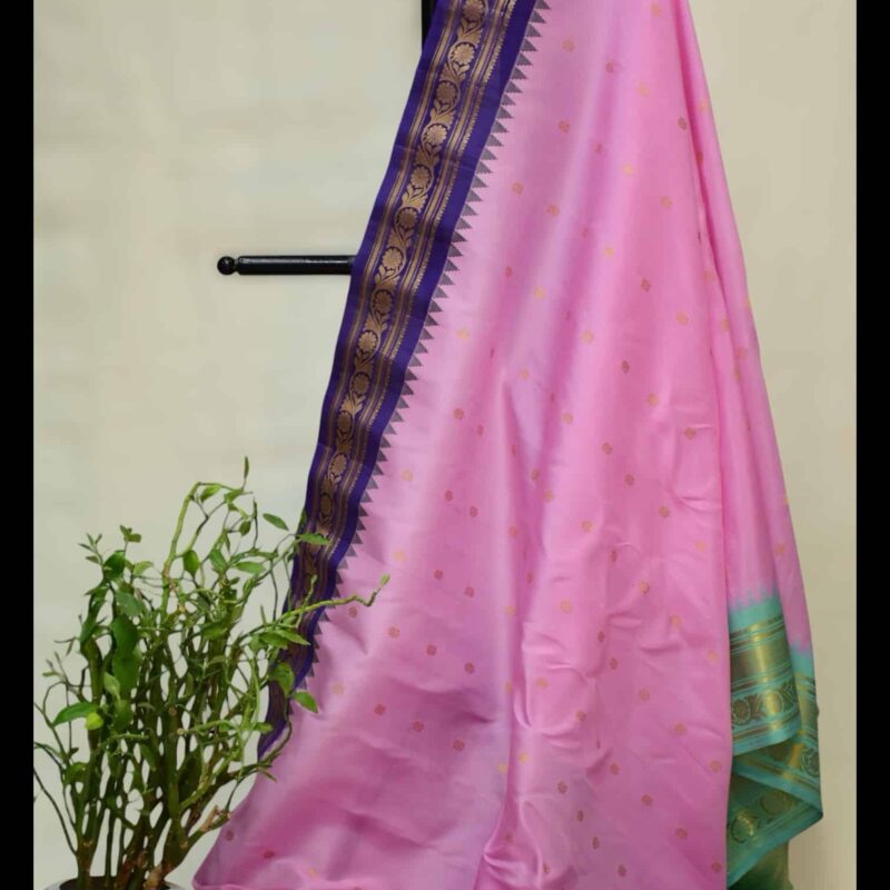 Light Pink Silk Gadwal Saree