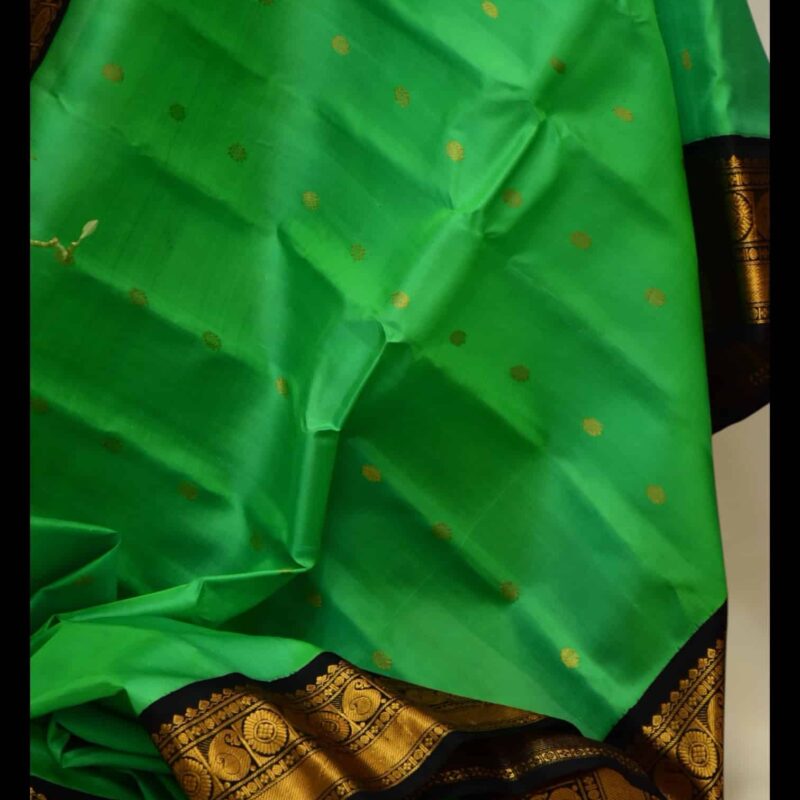 Parrot Green Pure Silk Saree