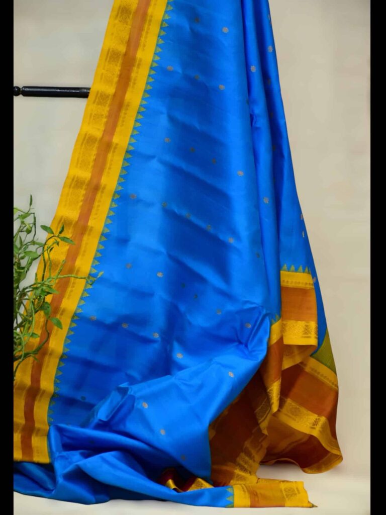 Sky Blue Gadwal Silk Saree - view 2