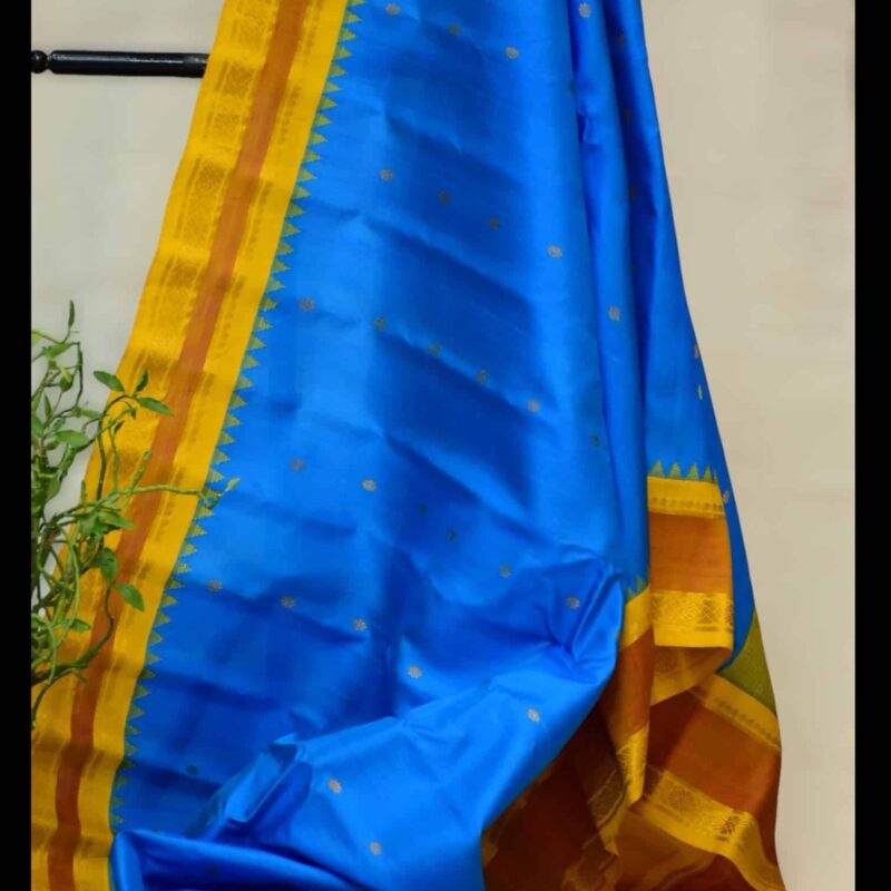 Sky Blue Gadwal Silk Saree - view 2