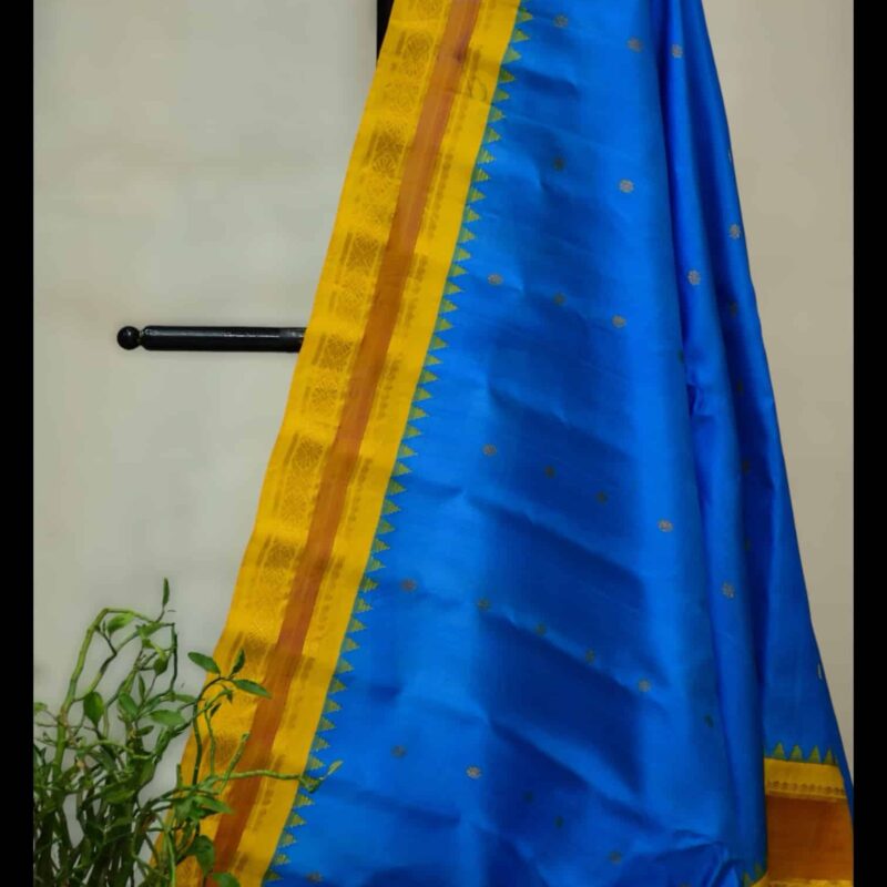 Sky Blue Gadwal Silk Saree