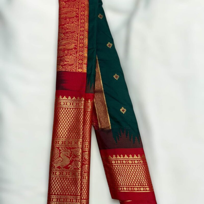 Bottle Green Premium Semi Gadwal Saree