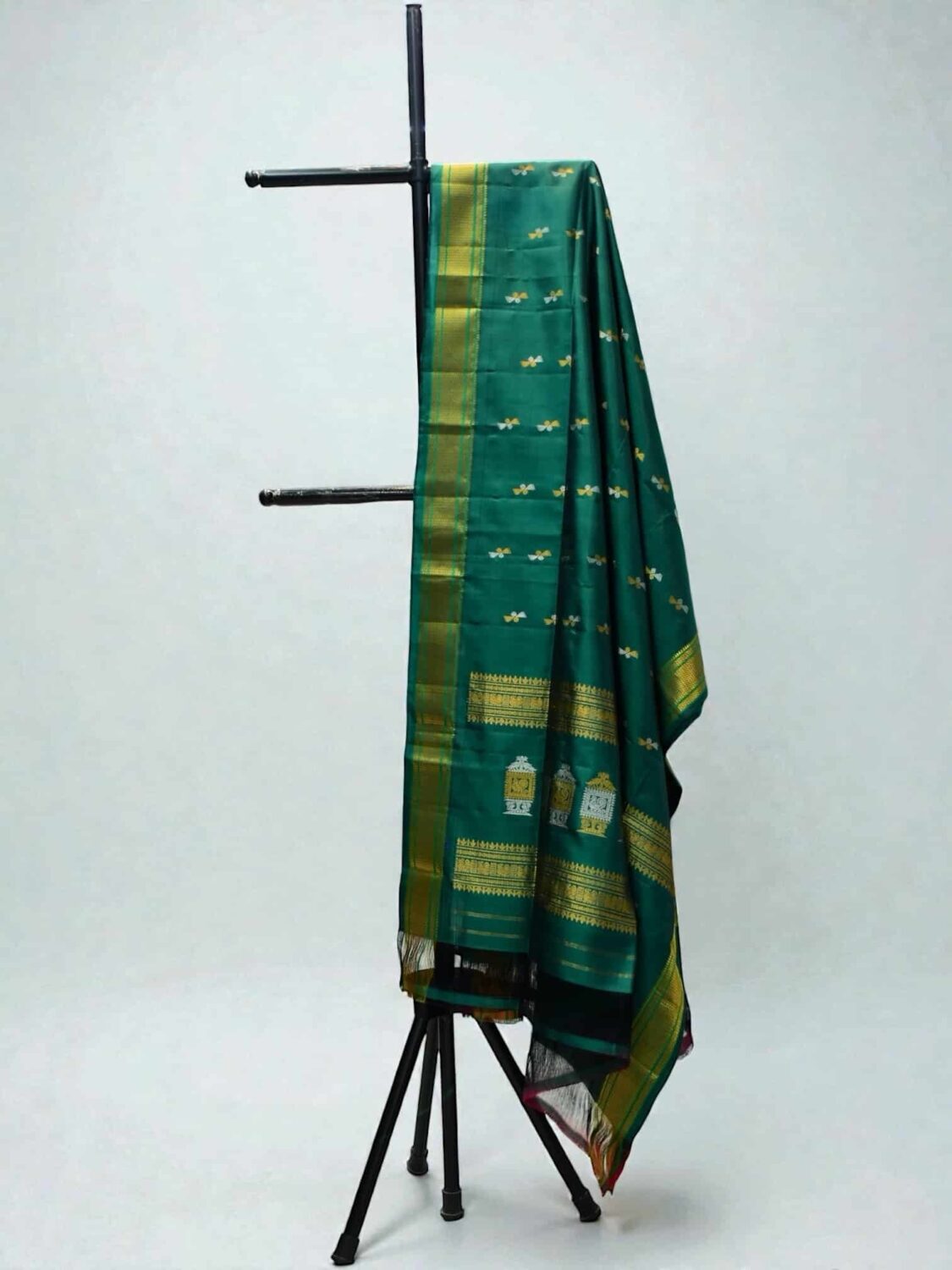 Bottle Green Pure Silk Handloom Dupatta