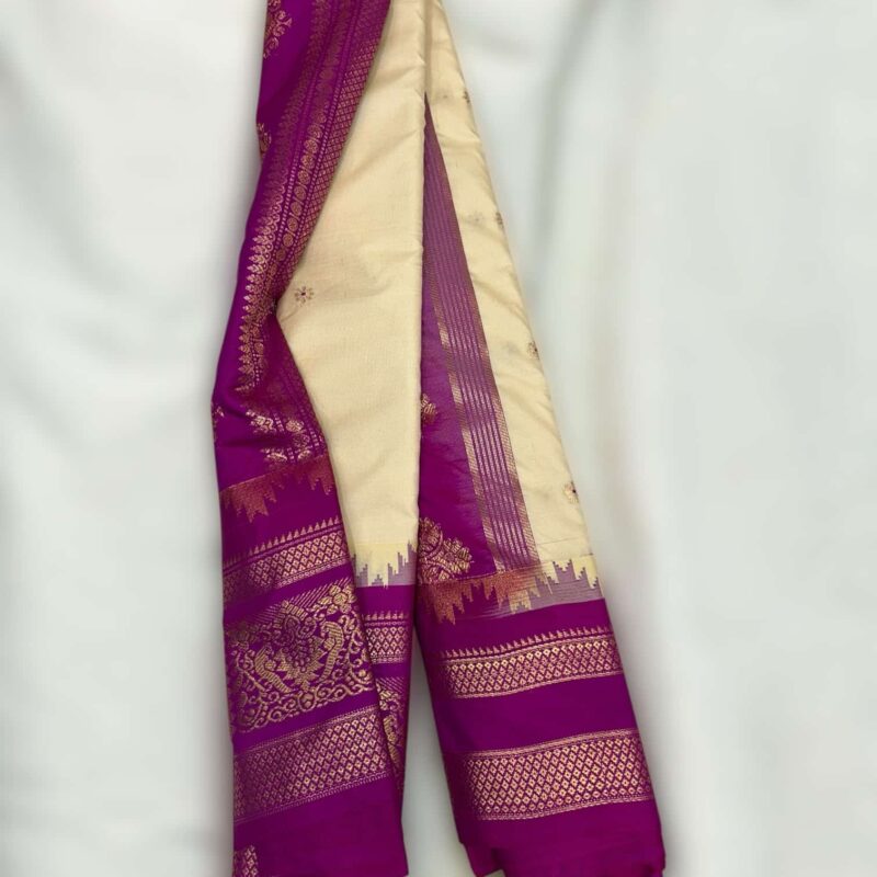 Cream Premium Semi Gadwal Saree