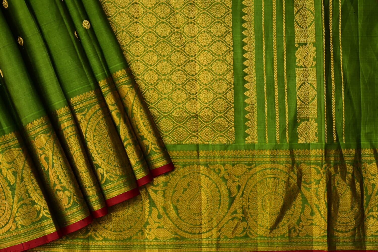 Green Handloom Pure Silk Gadwal Saree