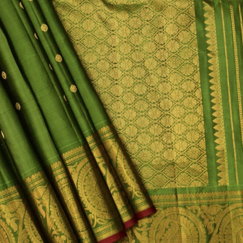 Green Handloom Pure Silk Gadwal Saree