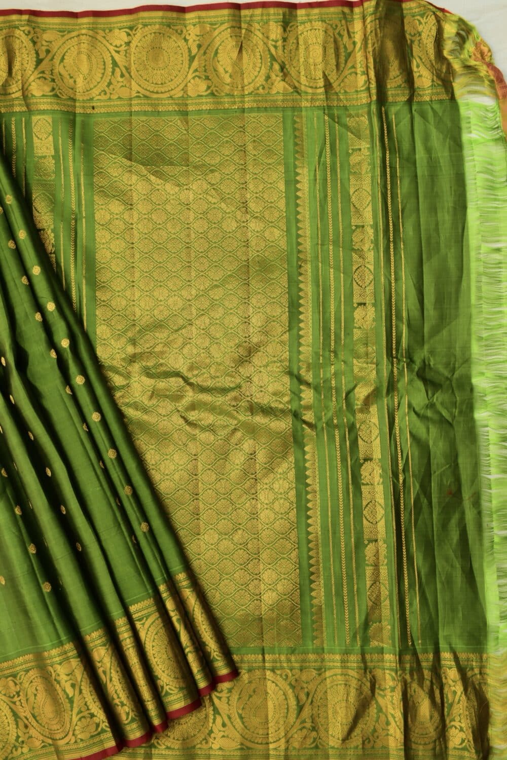 Green Handloom Pure Silk Gadwal Saree