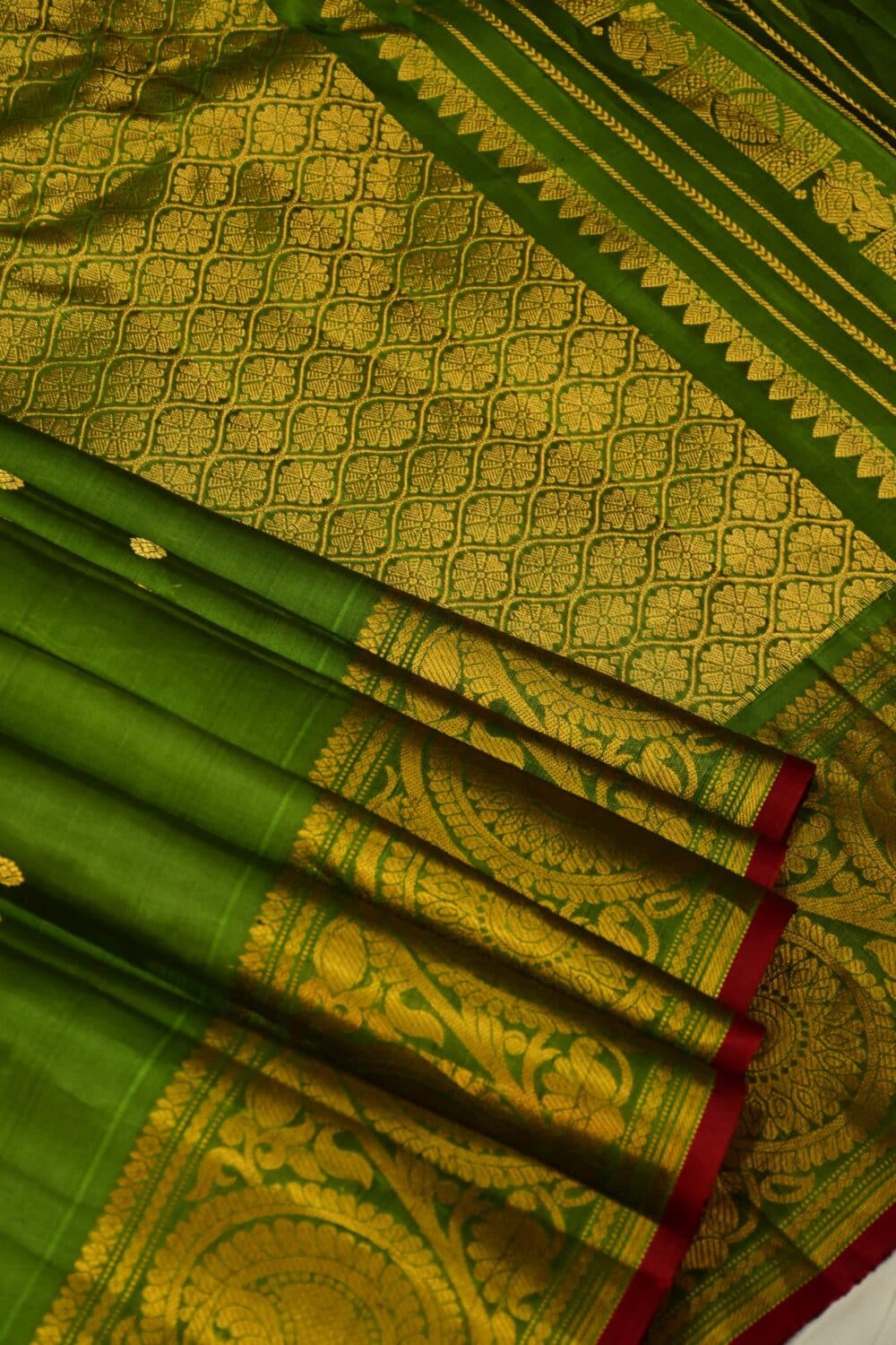 Green Handloom Pure Silk Gadwal Saree