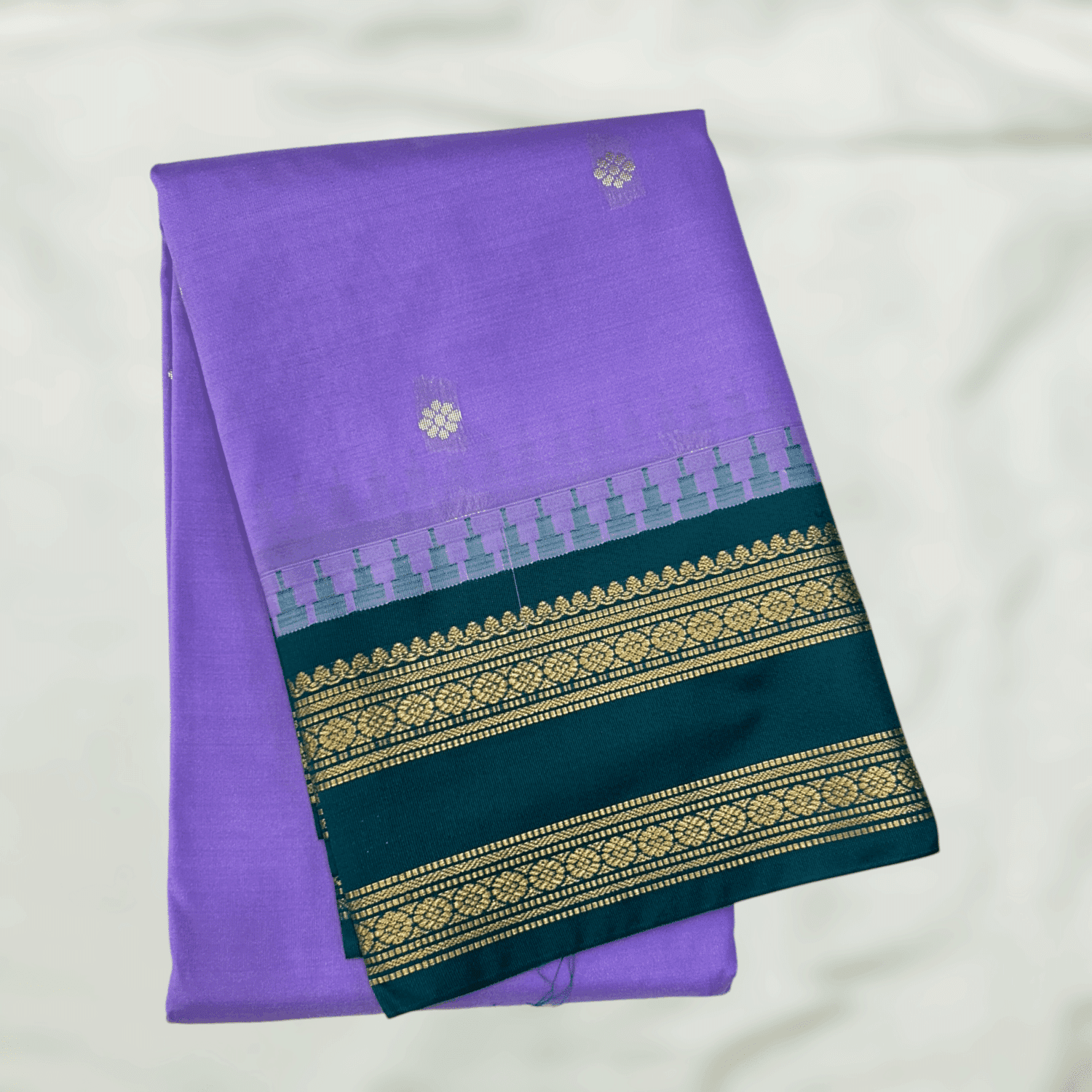 Lavender Green Semi Gadwal Saree