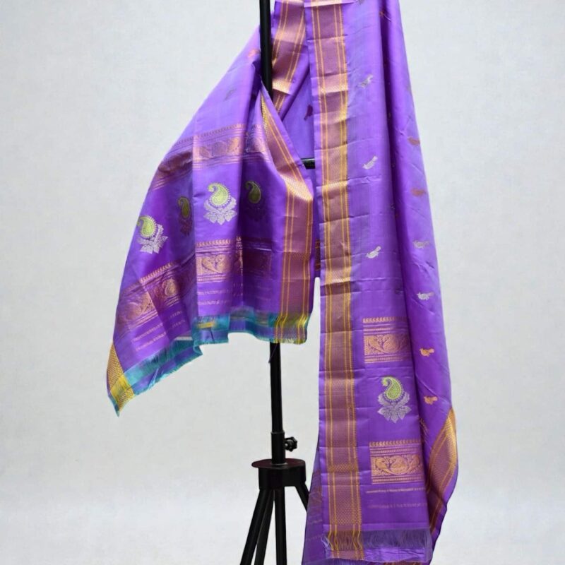 Lavender Pure Silk Handloom Dupatta - view 2
