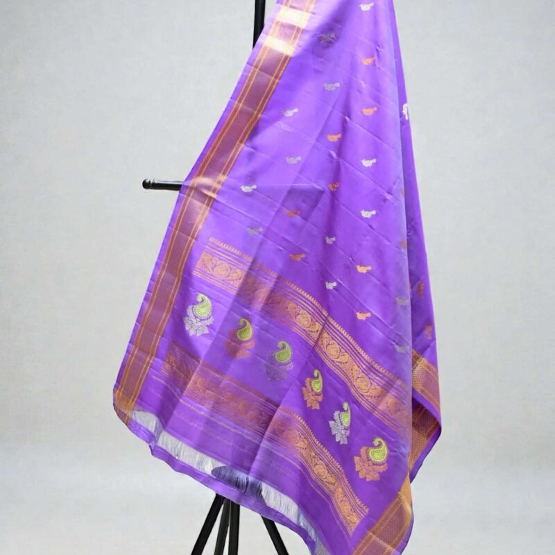 Lavender Pure Silk Handloom Dupatta - view 7
