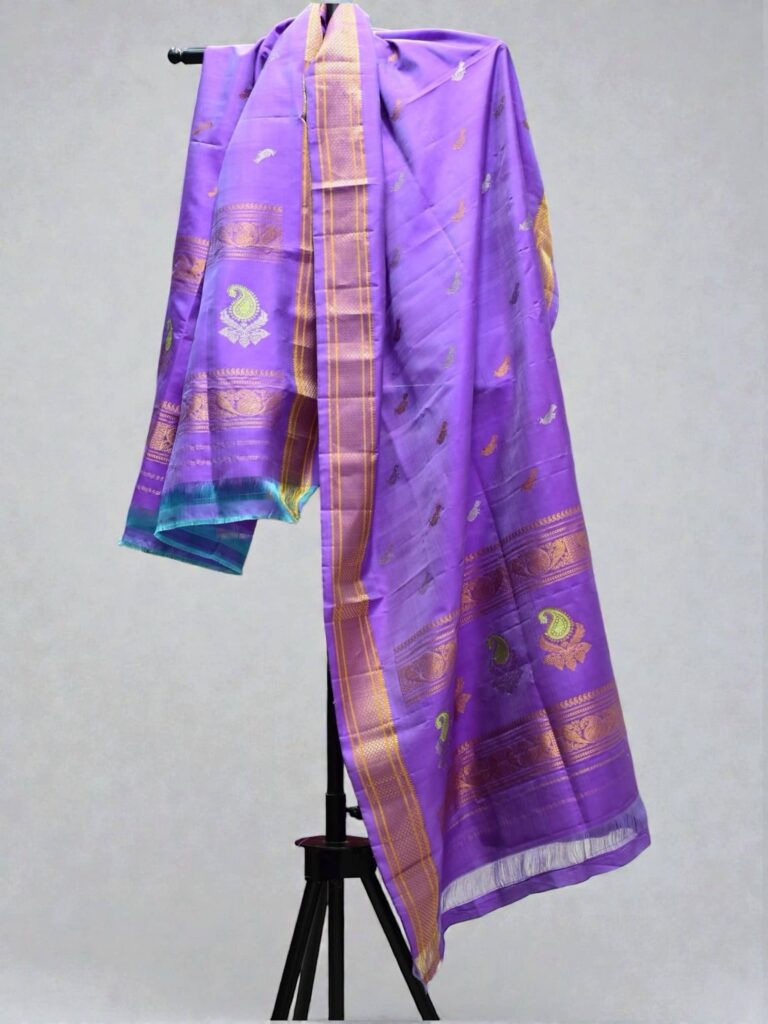 Lavender Pure Silk Handloom Dupatta