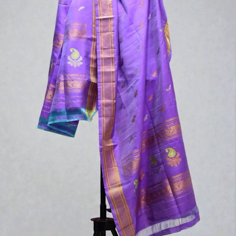 Lavender Pure Silk Handloom Dupatta