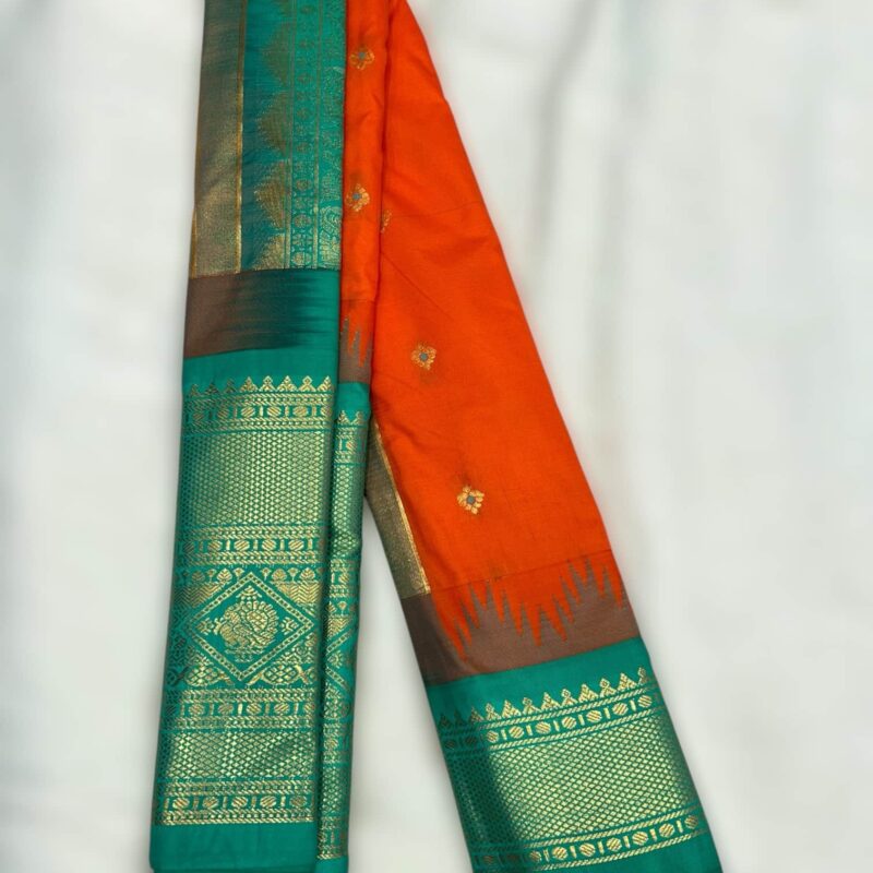 Orange Premium Semi Gadwal Saree