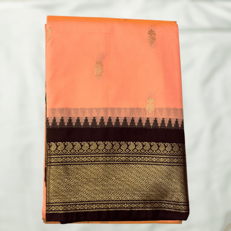 Peach Brown Semi Gadwal Saree