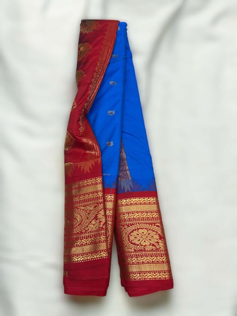 Sky Blue Premium Semi Gadwal Saree