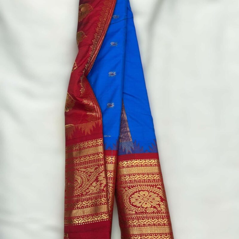 Sky Blue Premium Semi Gadwal Saree