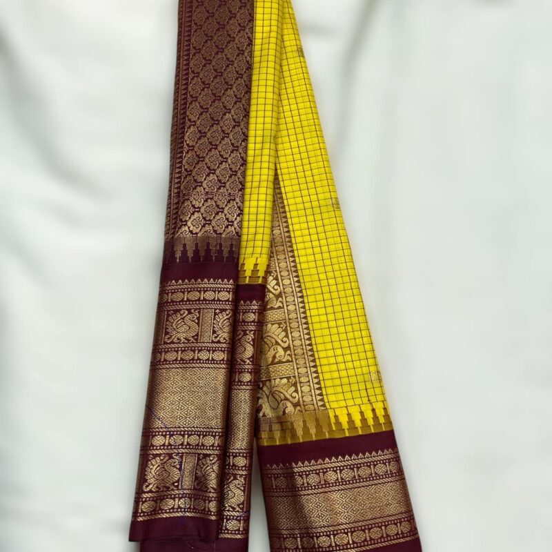 Yellow Premium Semi Gadwal Saree