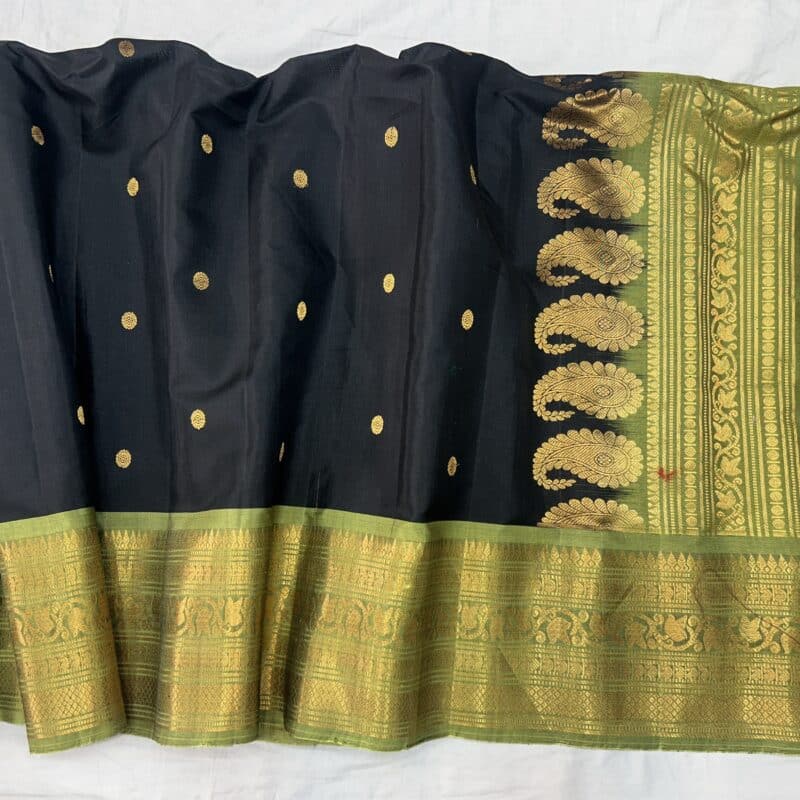 Black Handloom Pure Sico Gadwal