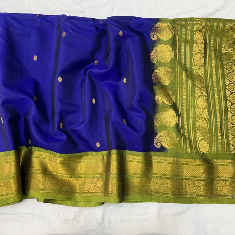 Royal Blue Handloom Pure Sico Gadwal