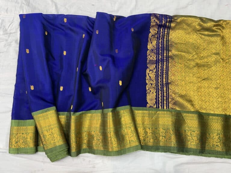 Royal Blue Handloom Pure Sico Gadwal