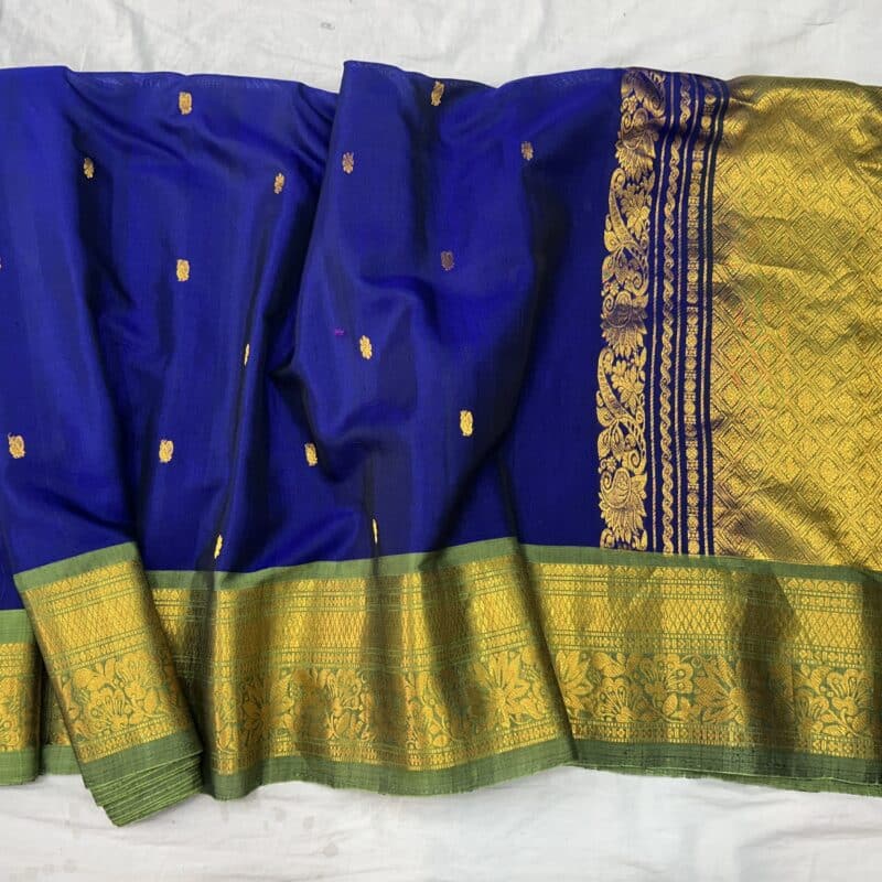 Royal Blue Handloom Pure Sico Gadwal