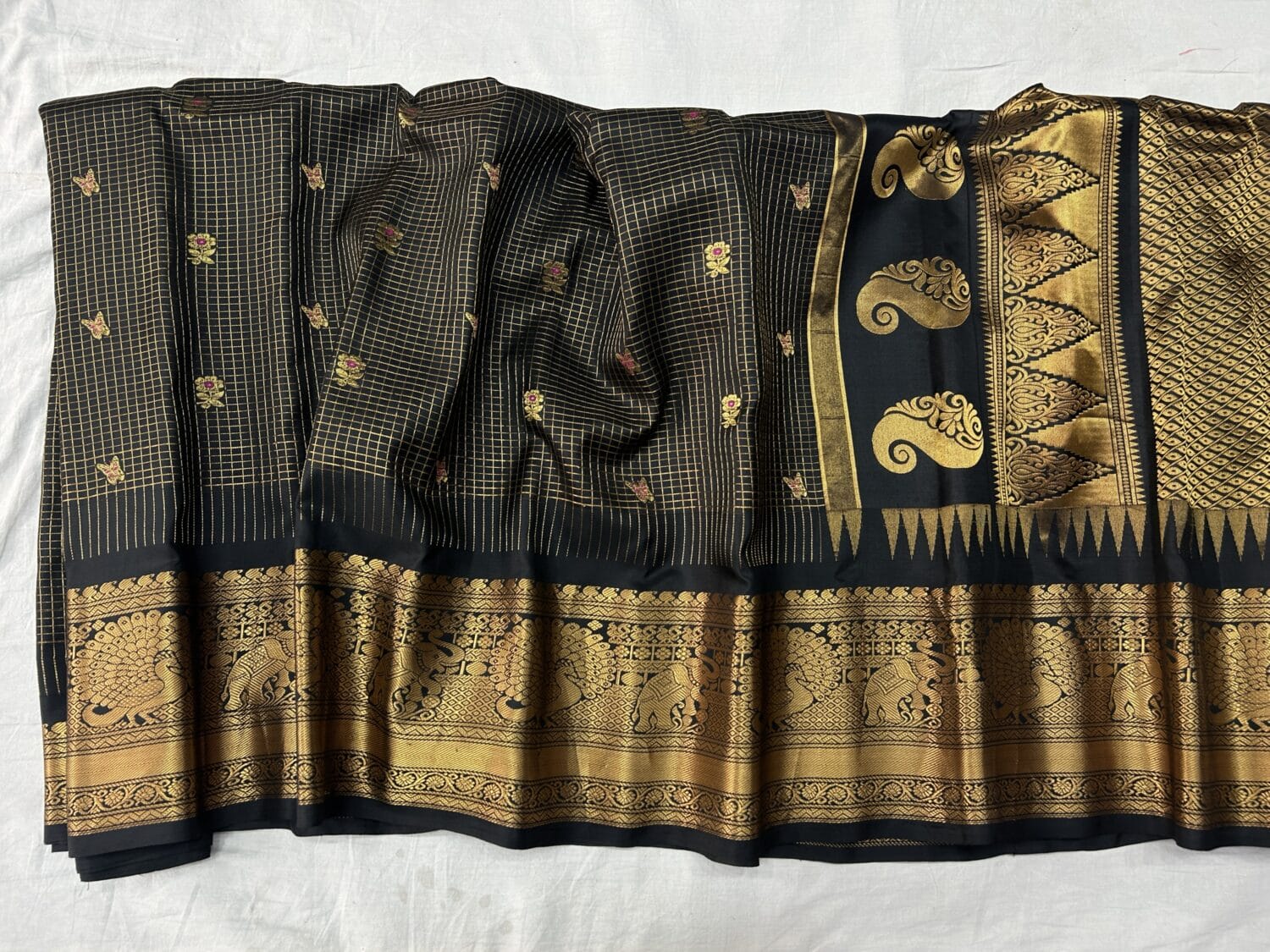 Black Pure Silk Gadwal Saree