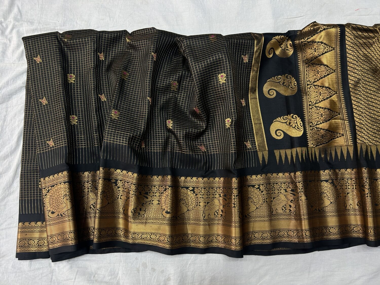 Black Pure Silk Gadwal Saree