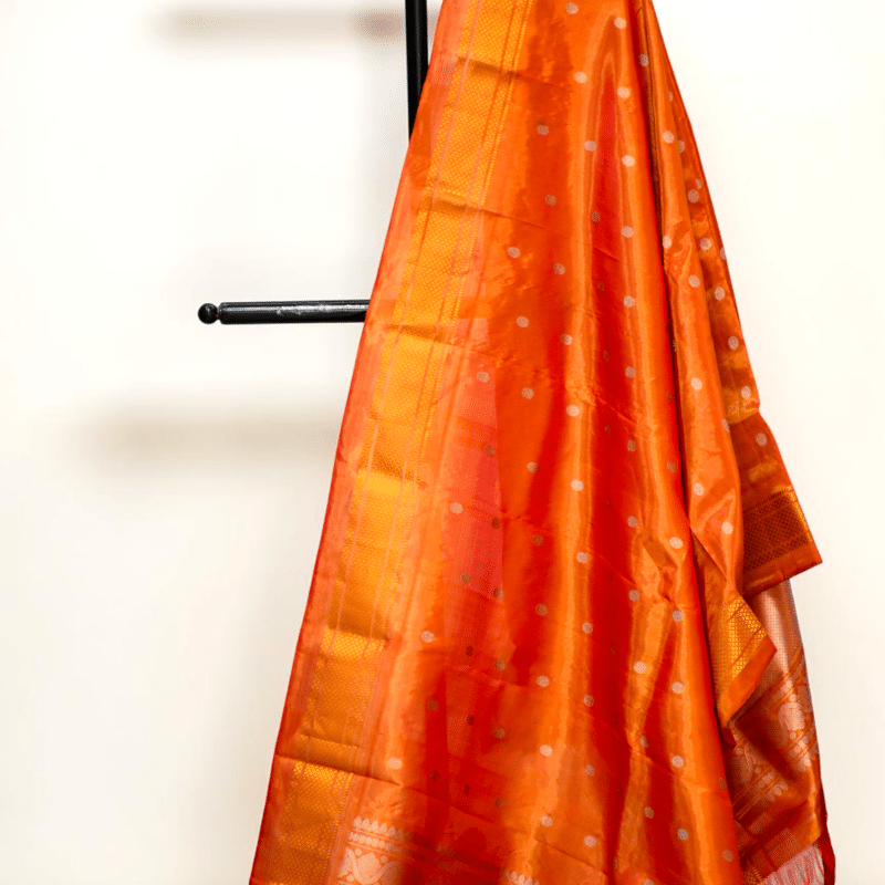 Orange Pure Gadwal Silk Tissue Dupatta - view 5