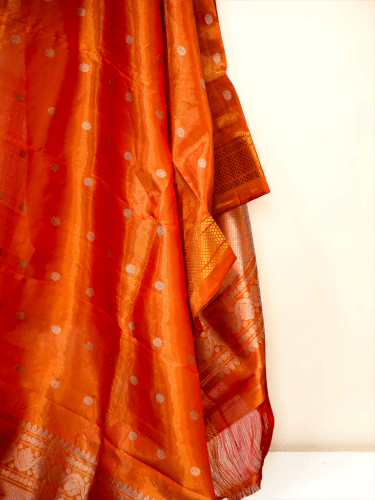 Orange Pure Gadwal Silk Tissue Dupatta - view 2