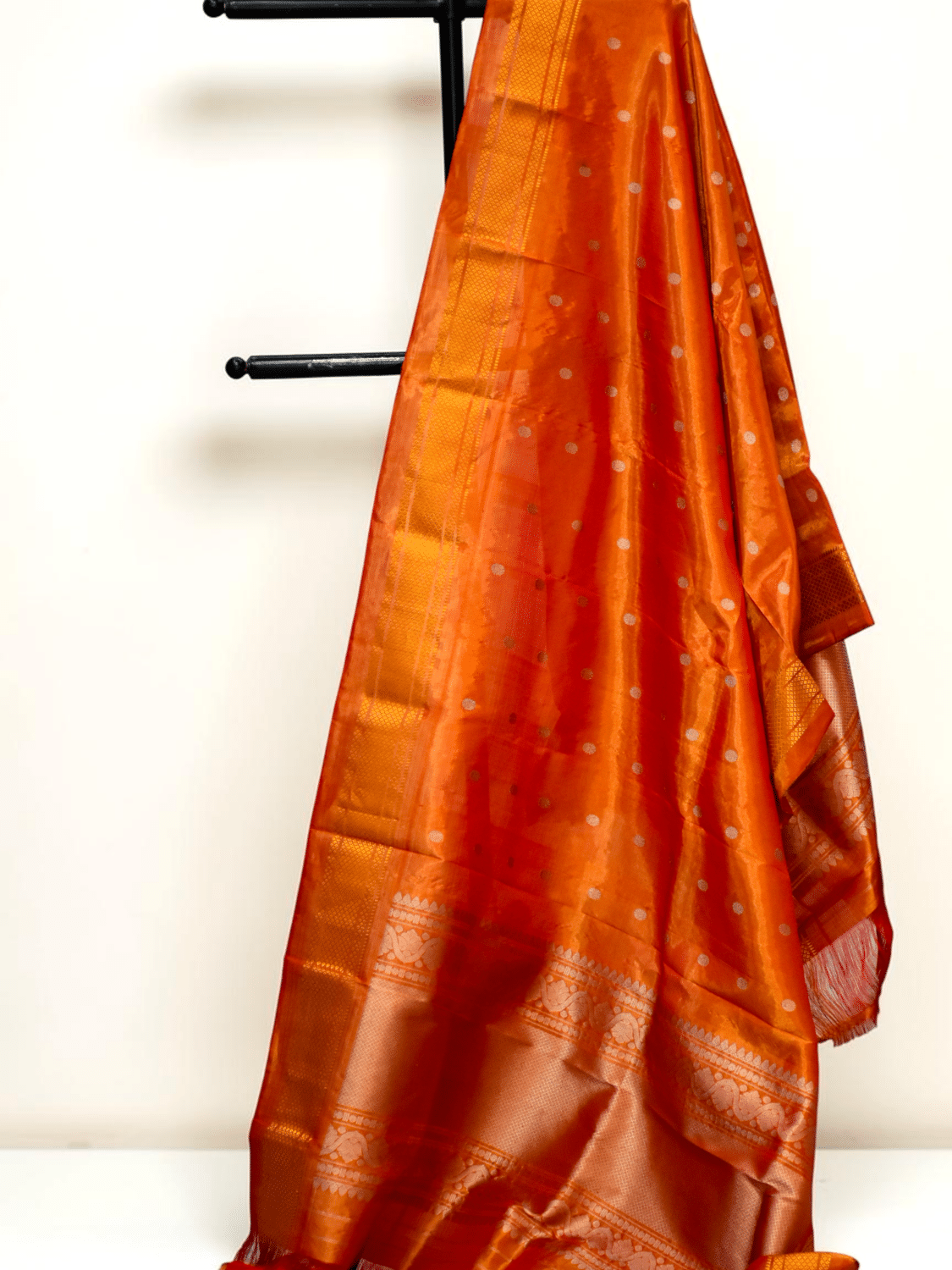 Orange Pure Gadwal Silk Tissue Dupatta