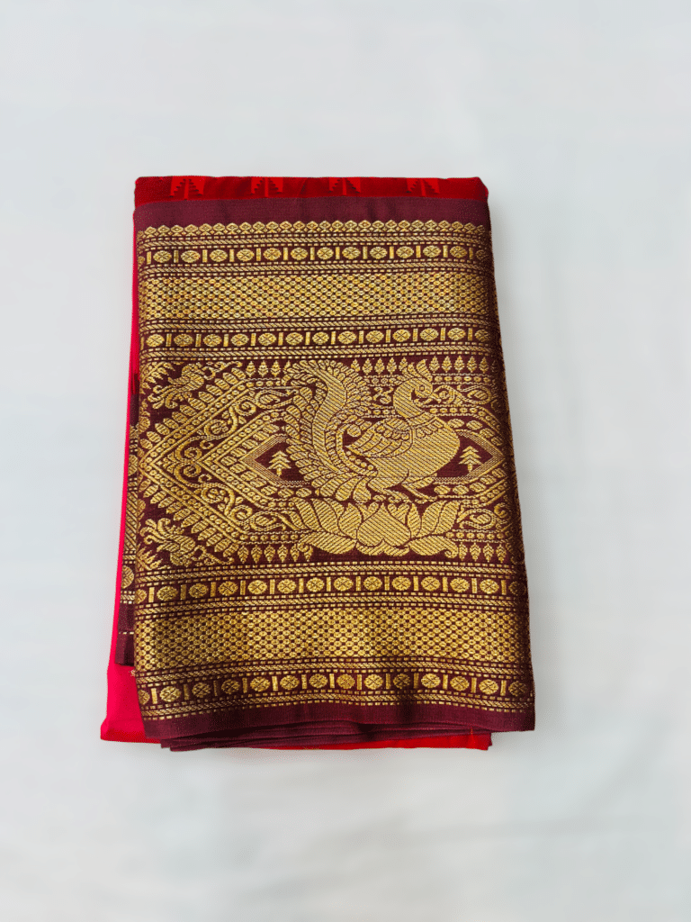 Rani Pink Semi Gadwal Saree - view 2
