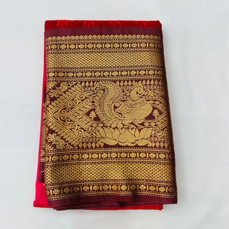 Rani Pink Semi Gadwal Saree - view 2