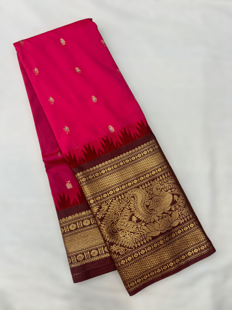 Rani Pink Semi Gadwal Saree