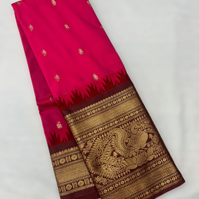 Rani Pink Semi Gadwal Saree