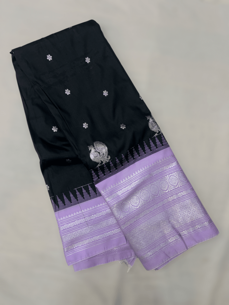 Black Semi Gadwal Saree - view 2
