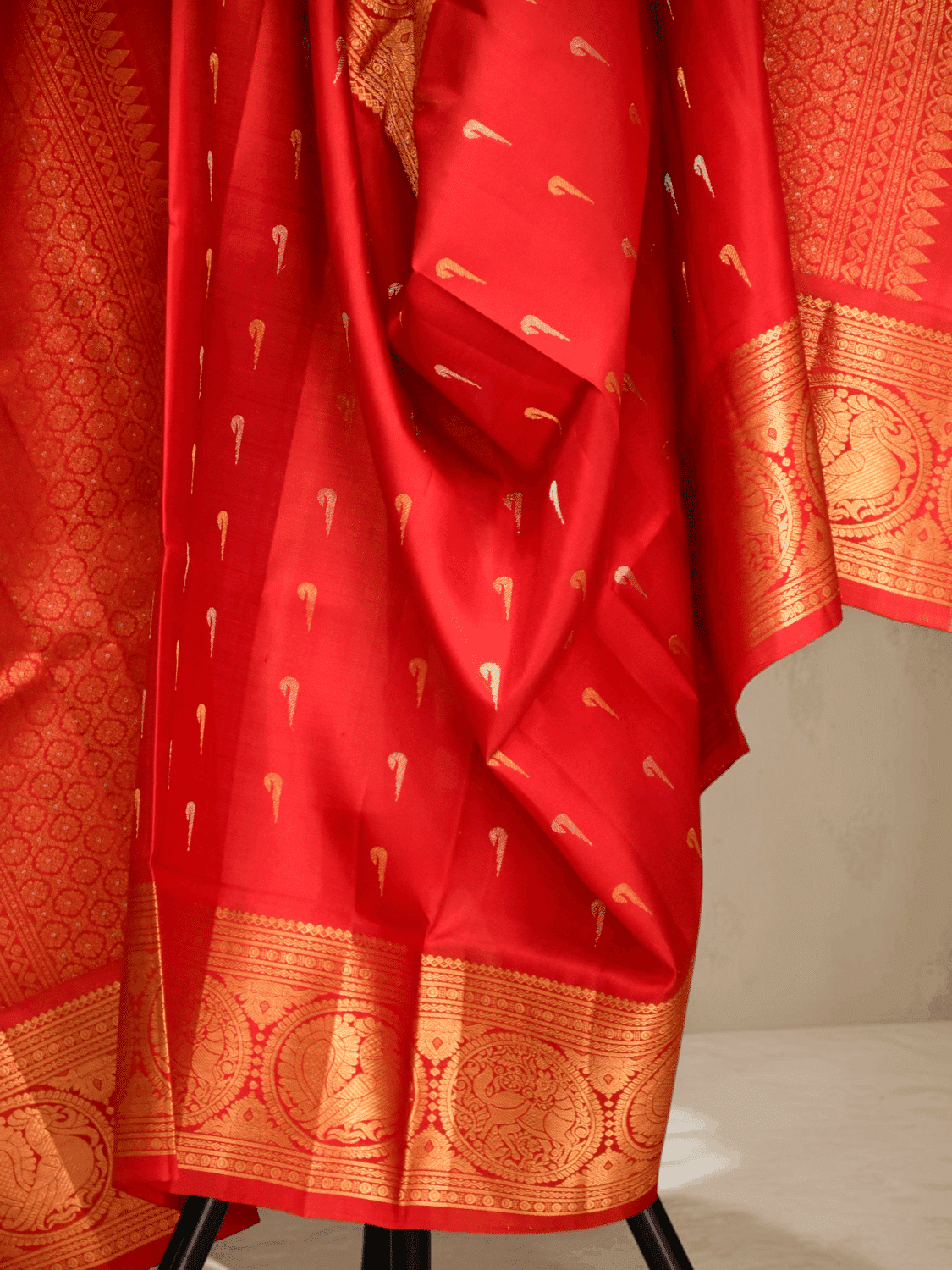 Red Pure Gadwal Silk Dupatta