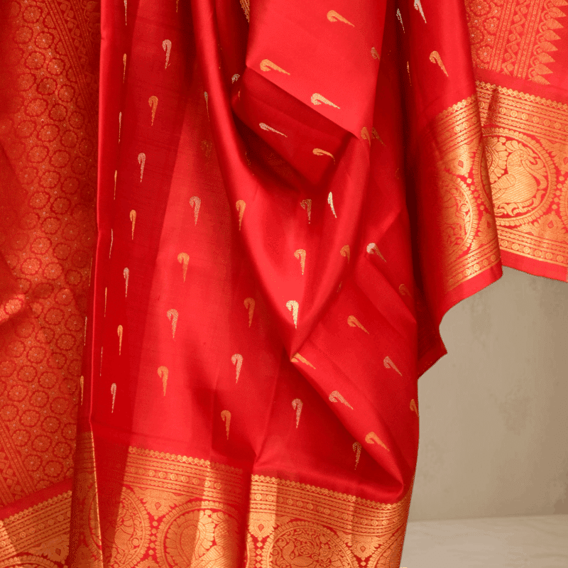 Red Pure Gadwal Silk Dupatta - view 2