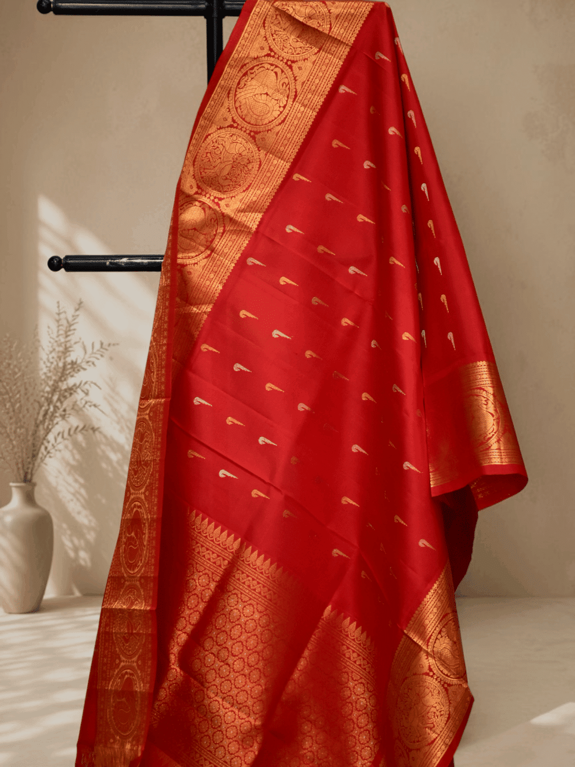 Red Pure Gadwal Silk Dupatta