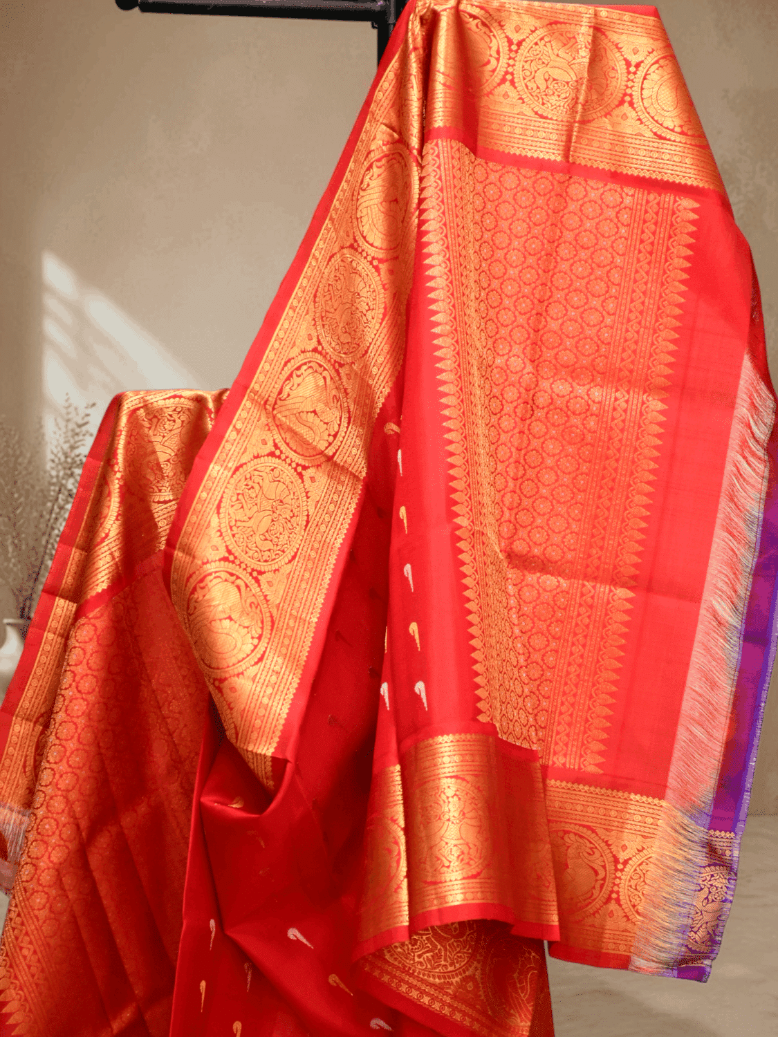 Red Pure Gadwal Silk Dupatta