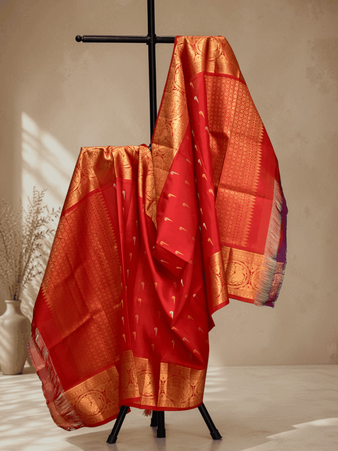 Red Pure Gadwal Silk Dupatta