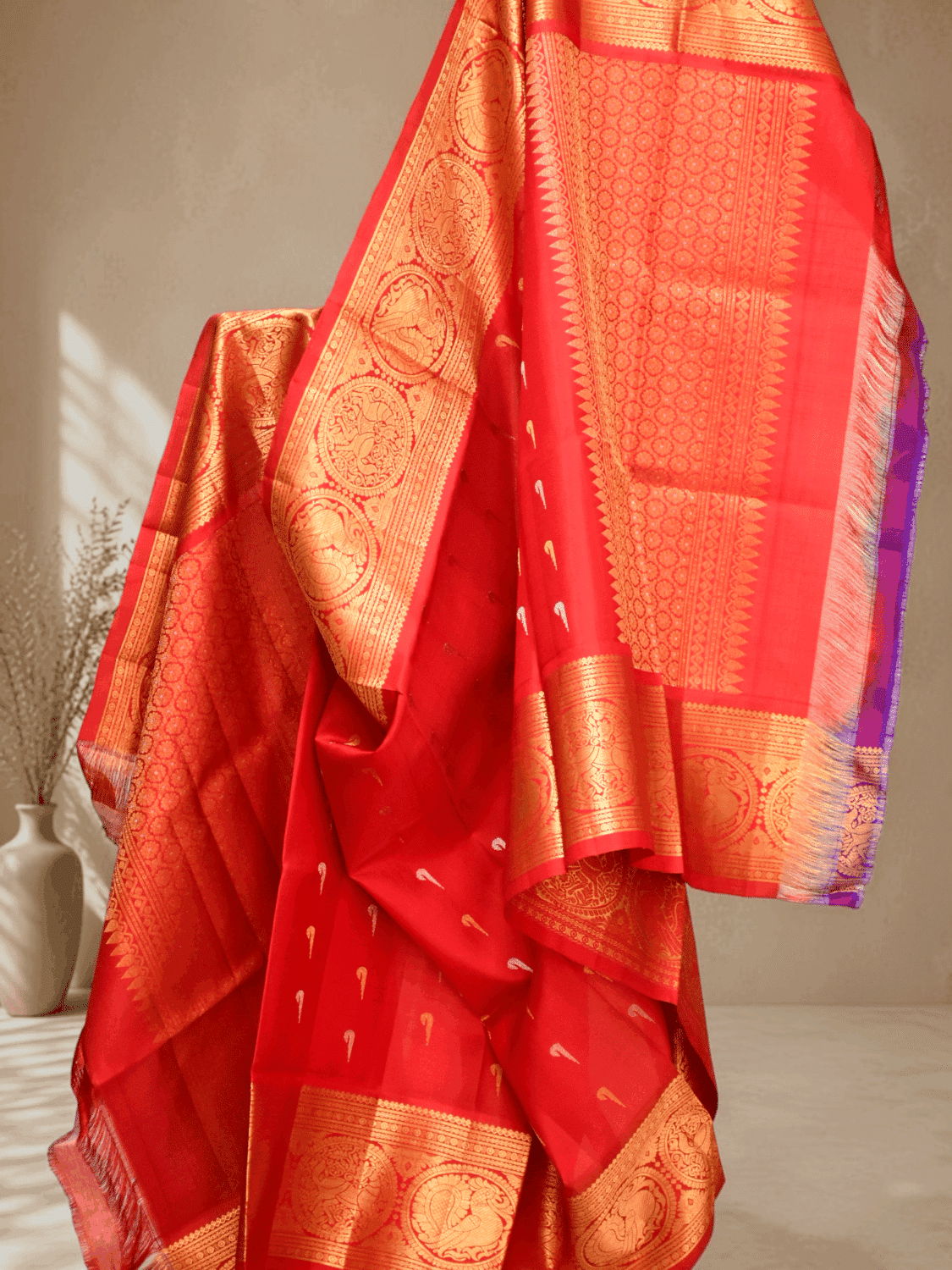 Red Pure Gadwal Silk Dupatta