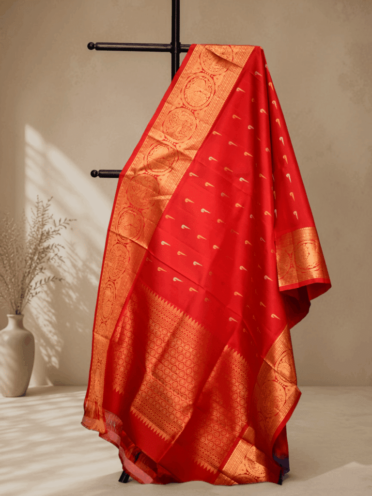 Red Pure Gadwal Silk Dupatta