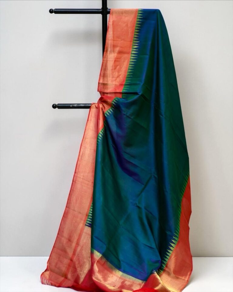 Teal Blue Pure Gadwal Silk Dupatta - view 2