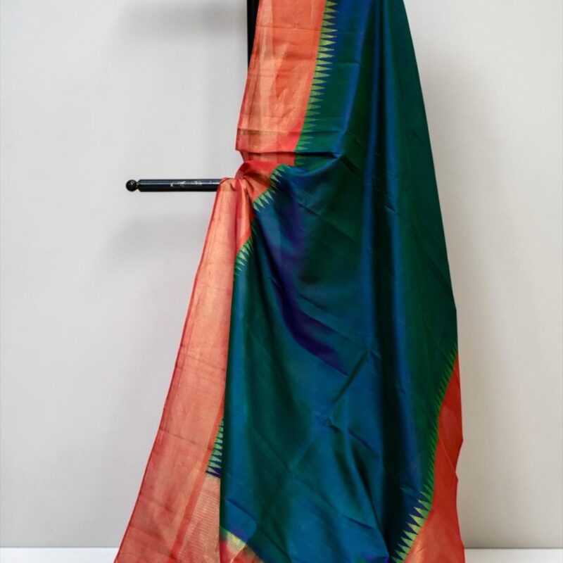 Teal Blue Pure Gadwal Silk Dupatta - view 2