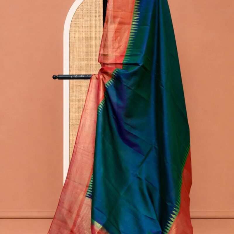 Teal Blue Pure Gadwal Silk Dupatta - view 3